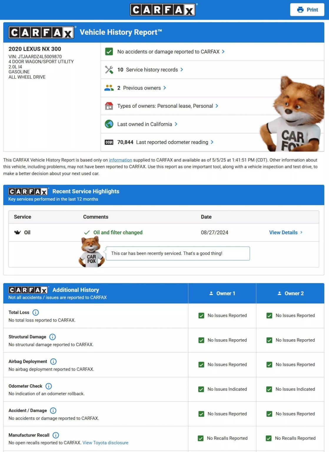 
								2020 LEXUS NX 300 LUXURY SPORT UTILITY 4D full									